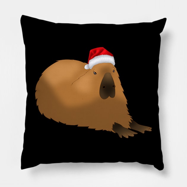 Capybara In A Santa Hat Pillow by TheQueerPotato