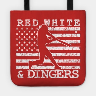Red White and Dingers American Flag USA Baseball Softball Fan Tote