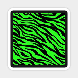 1980s preppy Girly chic modern safari  black lime green zebra print Magnet