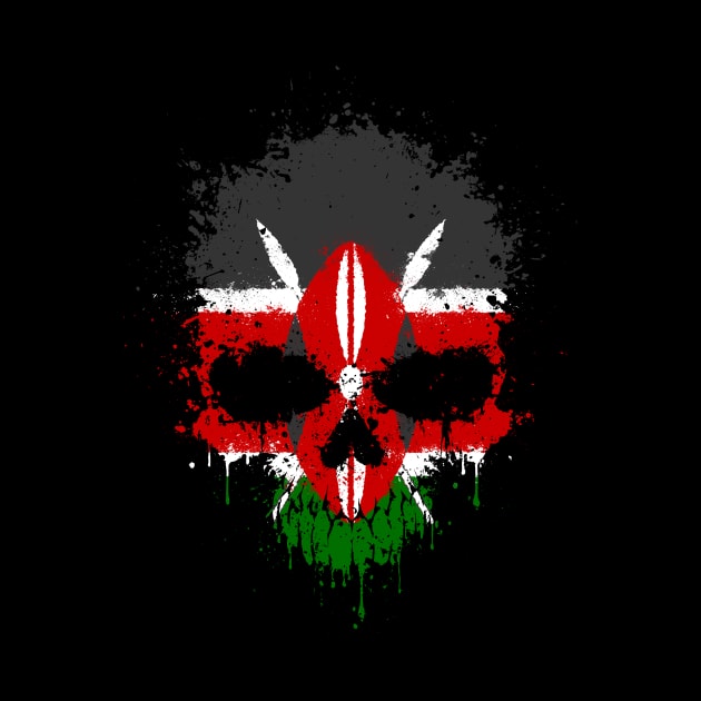 Chaotic Kenyan Flag Splatter Skull by jeffbartels