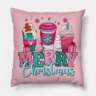 Pink Christmas Coffee Cup Cake Sweet Merry Xmas Pillow