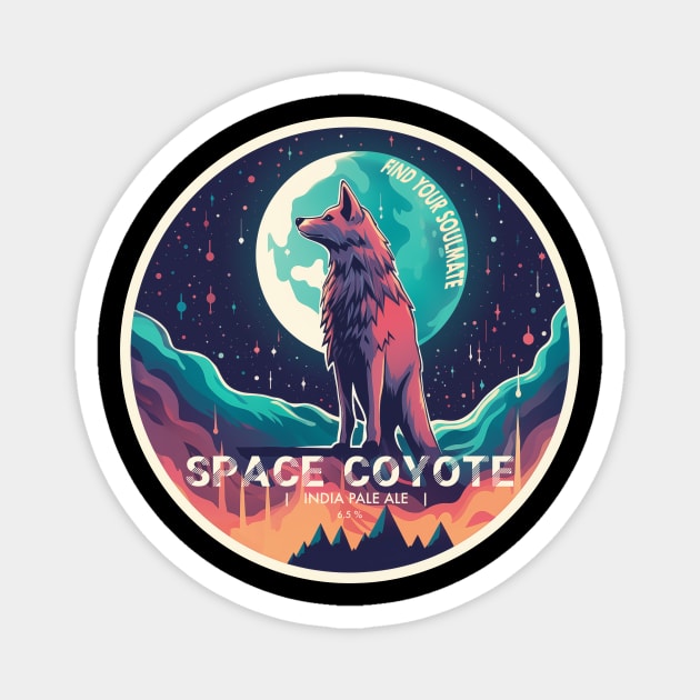 Space Coyote Magnet by kvothewordslinger