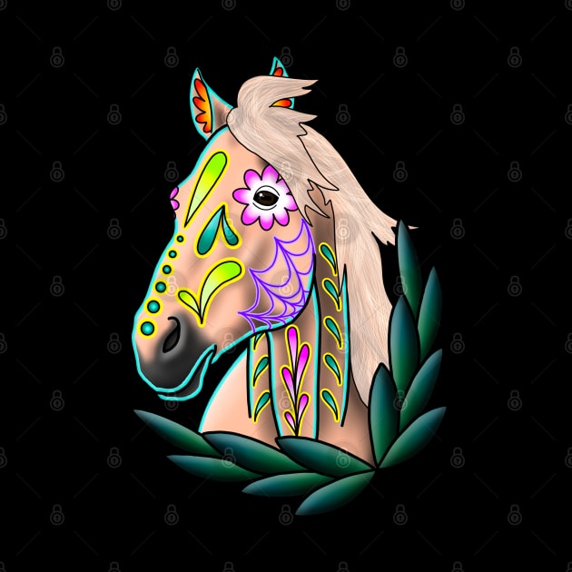 Day of the Dead Light Palomino Sugar Skull Horse by prettyinink