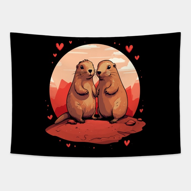 Prairie Dog Couple Valentine Tapestry by JH Mart