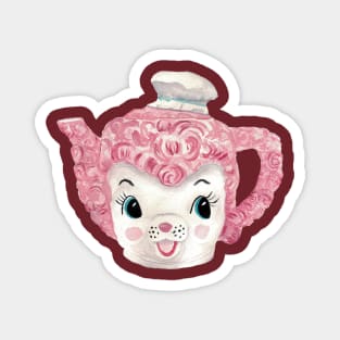 Pink Poodle Chef Teapot watercolor painting Magnet