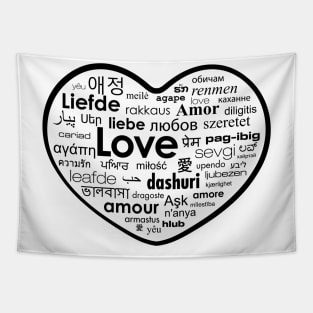 'Heart full of Love in Different Languages ' Tapestry