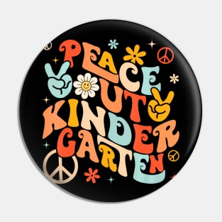 Peace Out Kindergarten Retro Teacher Kids Last Day Of School Pin