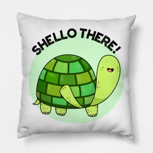 Shello There Cute Tortoise Greeting Pun Pillow