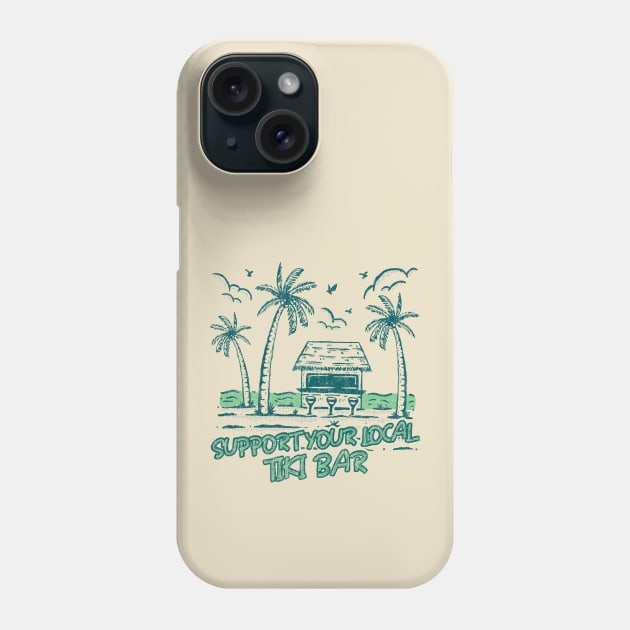 Support Your Local Tiki Bar Vintage Palm Tree on the Beach Vibe Phone Case by Joaddo