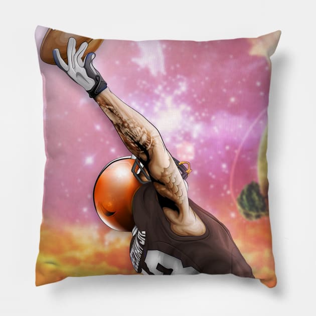 ODELL BECKHAM JR / ONE HAND CATCH Pillow by Jey13