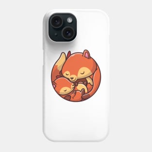 Cute Mommy Fox With Baby Fox Phone Case