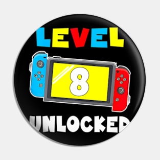 Level 8 Unlocked Gamer 8th Birthday Pin