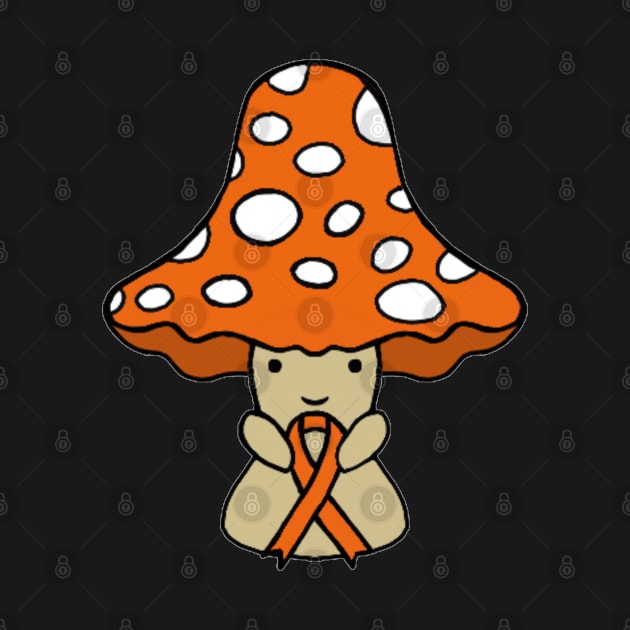 Mushroom holding a big Awareness Ribbon (Orange) by CaitlynConnor