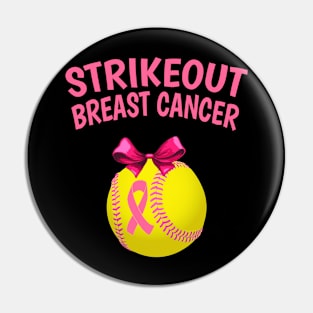 Strike Out Breast Cancer Awareness - Softball Pink Ribbon Pin