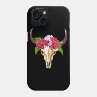 Cow skull floral 11 Phone Case