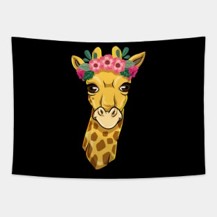 Giraffe with Wreath of flowers Tapestry