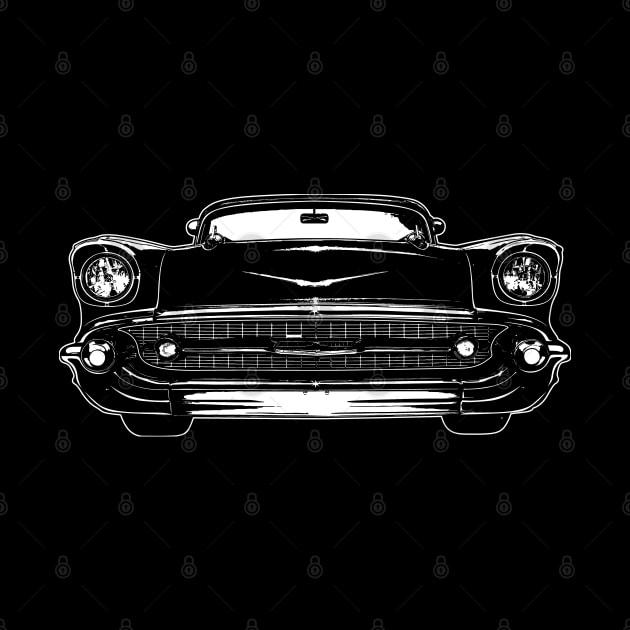 White Tri Five Chevy Sketch Art by DemangDesign