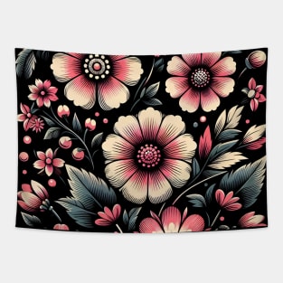 Vintage Pink Floral Tapestry