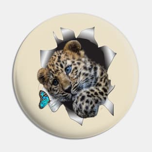 Leopard Cub and a Butterfly Pin