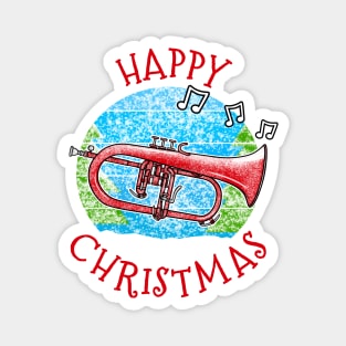 Christmas Flugelhorn Horn Player Brass Musician Xmas 2022 Magnet