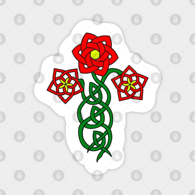 Celtic knotwork with stylised flowers Magnet by Kyttsy Krafts