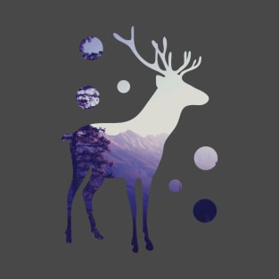 Deer with Mountains and Dots T-Shirt