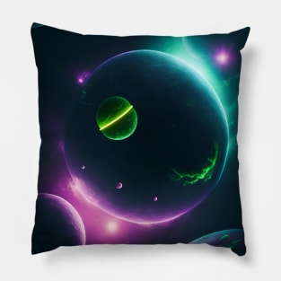 Planets Lights In Space Pillow