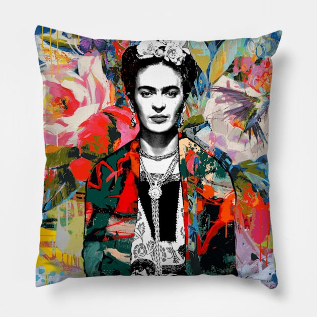 Frida Kahlo pop art Pillow by christian@heltsort.com