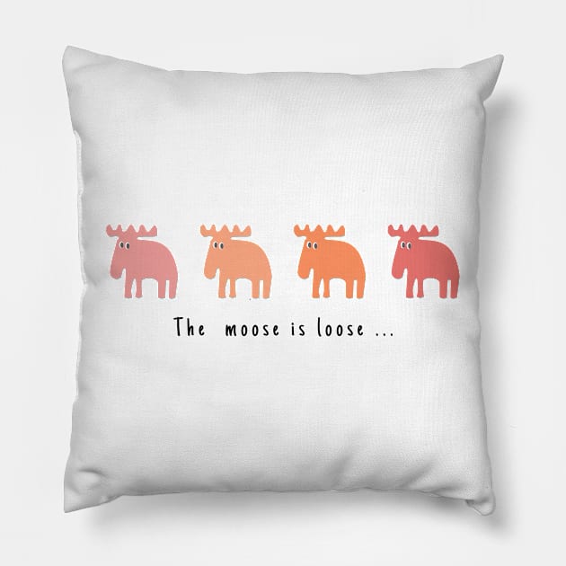 4 Mooses in living coral Pillow by Aurealis