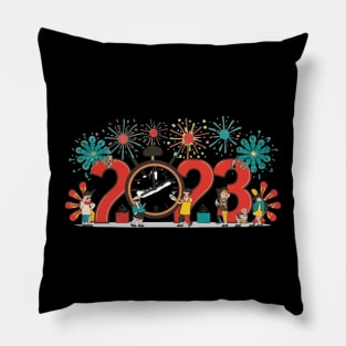 New Year's Countdown Bash, New Year, celebration, countdown, fireworks, party, joy, holiday, festive, clock, cheer Pillow