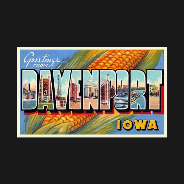 Greetings from Davenport, Iowa - Vintage Large Letter Postcard by Naves