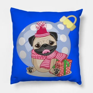 Pug Dog in a hat with gift Pillow