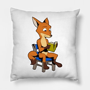 Cartoon Fox reading Book Pillow