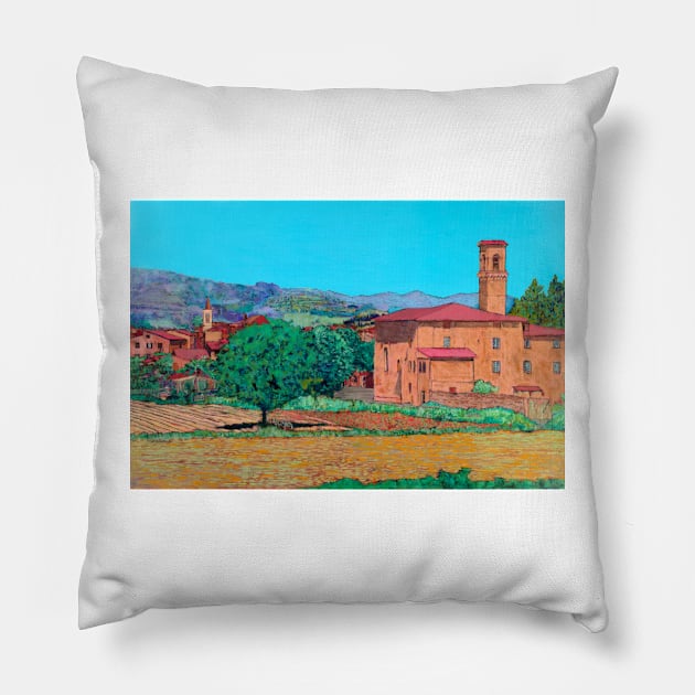 Tuscan Farm Village Pillow by afriedlander