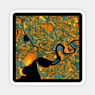 Perth Map Pattern in Orange & Teal Magnet