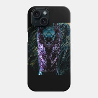 Portrait, digital collage and special processing. Men's back. Mystic. Energy waves. Green and violet. Emboss and glow. Phone Case