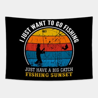 Fishing sunset Tapestry