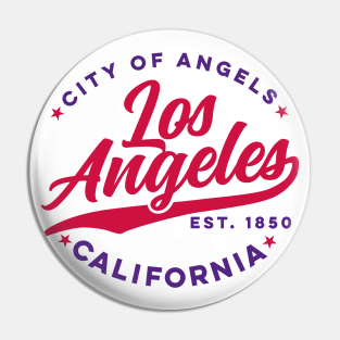 Vintage Los Angeles City of Angels California Red Text Pin