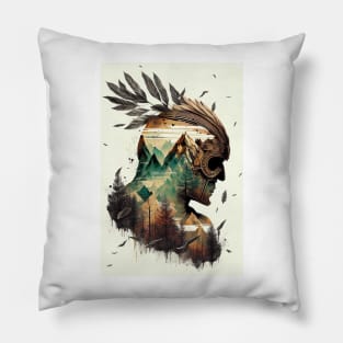 Greek Spartan Double Exposure Pillow