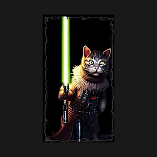 Fun Cat Print ~ AI Art ~ Fantasy Cat ~ Sci-fi Cat ~ Cats with Lightsabers T-Shirt