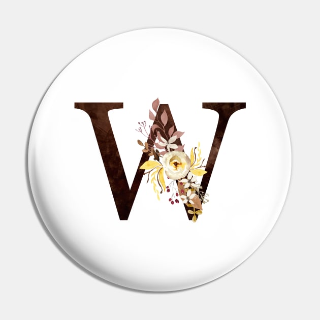 Floral Monogram W Lovely Autumn Foliage Pin by floralmonogram