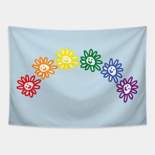 Smiley Daisy Pride Rainbow Tapestry