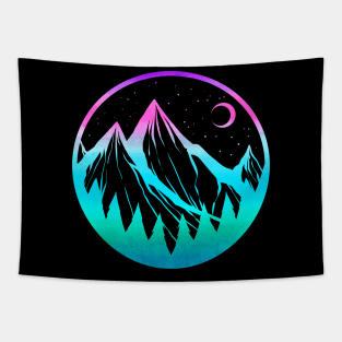 Vintage Mountains and Forrest Hiking and Camping Tapestry