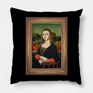 Mona Lisa In Frame Pillow