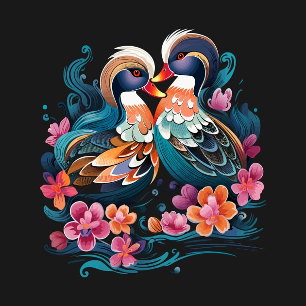 Mandarin Duck Couple Valentine by JH Mart