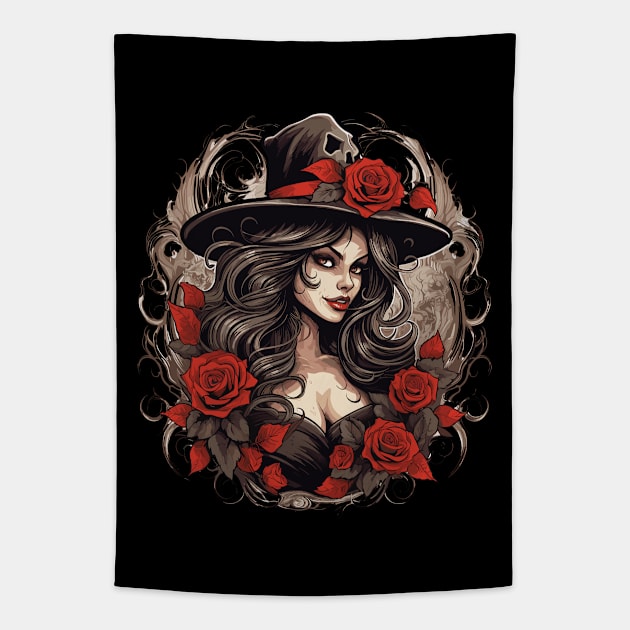 Beautiful Halloween Witch Tapestry by PaulJus