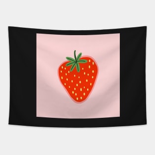 Strawberry illustration in pink background Tapestry