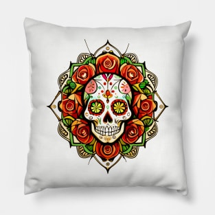 El Dia de los Muertos Day of the Dead Sweet Skull Halloween Pillow