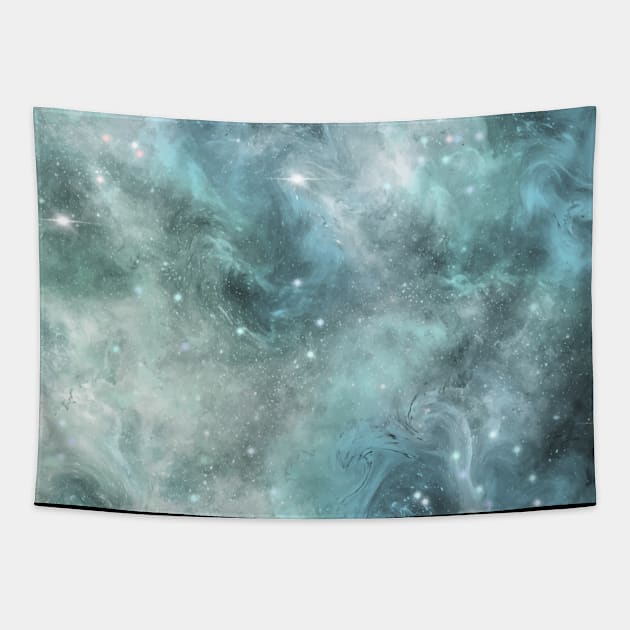 Blue Turquoise Star Nebula Space Galaxy Universe Tapestry by jodotodesign
