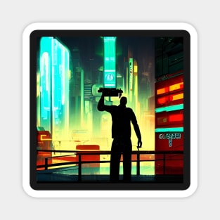 cyber city night Magnet